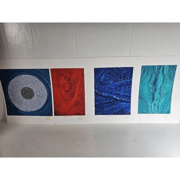 Abstract Art Prints-Signed by Jereb 2013; Autographed, Set of 4, Colorful